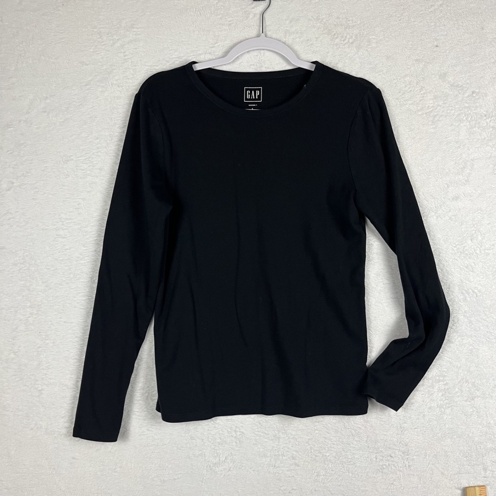 EUC Gap Modern Women Large Heather Black Supima Cotton Long Sleeve Crewneck Tee